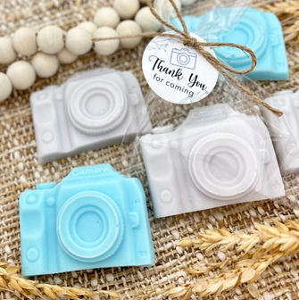 Camera Shaped Soaps - Photography Theme Party Favors, Gift Idea for Guests in Bulk, Unique Birthday Personalized Centerpiece Custom Decor