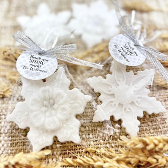 Silver Snowflake Soap Favors - Winter Baby on the Way Shower Gifts for Guests in Bulk, Bridal in Love Shower Wedding Christmas Birthday Party Decor