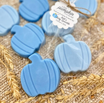 Blue Pumpkin Soap Favors - Fall Baby Shower Boy Decor, Halloween Game Prizes, Little Something Blue Before I Do Bridal Gift for Guests Bulk