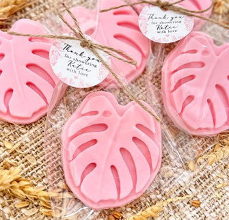 Jungle Leaf Soap Favors - Pink Safari Baby Shower Girl Decorations Animal Leaves Gift for Guests in Bulk Wild One Theme Kids Birthday Party