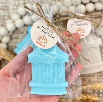 Carousel Soap Favors - Blue Carnival Party Decor, Boho Kids Birthday Favors for Guests Boy, Baby Shower Amusement Park Gift Party