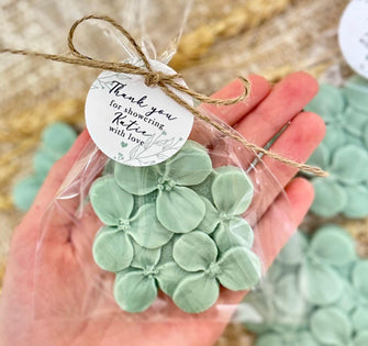 Sage Green Flower Soap Favors - Wedding Hydrangea Bridal Shower Simple Minimal Eucalyptus Baby Party Gift Decoration Greenery Bachelorette