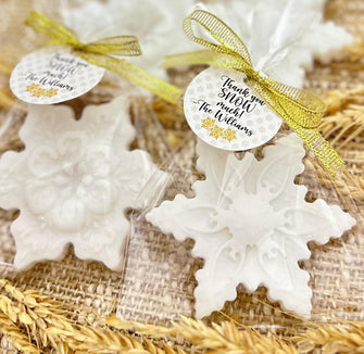 Gold Snowflake Soap Favors - Winter Baby on the Way Shower Gifts for Guests in Bulk, Bridal in Love Shower Wedding Christmas Birthday Party Decor