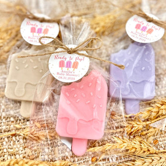 Ice Cream Shaped Soaps - She is Ready to Pop Oh Baby Shower Sprinkle Favors, Thank You Unique Popsicle Shaped Soap Bulk Guest Gift Ideas