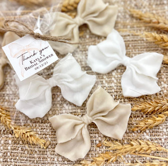 Bow Shaped Soap Favors - Handmade Party Favors, Baby Shower, Bridal Shower Keepsakes, Unique Pretty Neutral Elegant Guest Thank You Gifts