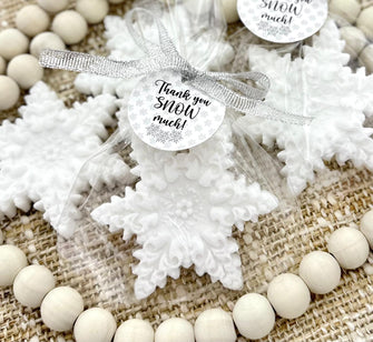 Snowflake Soap Favors - Winter Christmas Party Bulk Guest Thank You Gifts, Baby Shower Bridal Wedding Decor, Theme Unique Office Event Idea