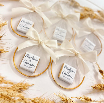 Wedding Favors - Chocolate with Gold Colored Bracelet - Quick Shipping From NJ - Custom Party Bulk Guest Gift Elegant Minimalist Table Decor