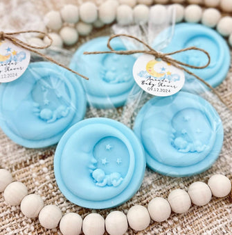 Over the Moon Soap Favors - Baby Shower Thank You Gift for Guests in Bulk, Boy Blue Decorations, Little Star Sky Celestial Party Decorations