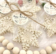 Honey Oatmeal Snowflake Soaps Bulk - Christmas Thank You Gift Holiday Party Guest Soap Coworker Basket Stocking Stuffers - With REAL Oatmeal