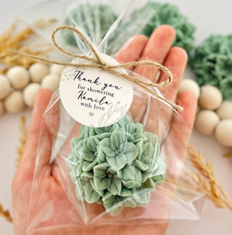 Sage Green Hydrangea Soaps - Bridal Shower Favors, Baby in Bloom Party Decor, Thank You Gifts for Guests in Bulk, Wildflower Floral Theme