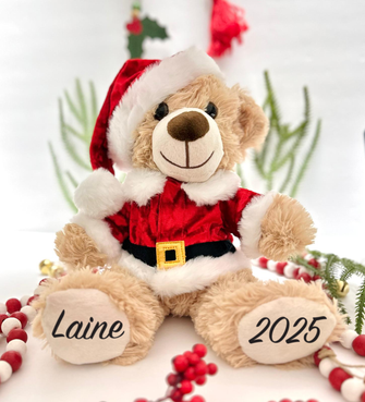 Christmas Teddy Bear - Personalized Plush Stuffed Animal with Name, Custom Holiday Kids Adult Decor