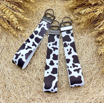 Cow Print Keychain Wristlet - Cow Print Key Fob, Keychain Wristlet for Women, Key Fob Wristlet, Faux Leather Keyfob Keychain
