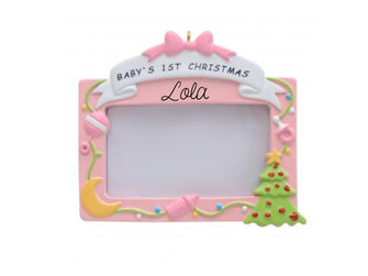 Pink Baby Ornament - Pink Baby Girl Ornament 2024 Frame Ornament -- Personalized