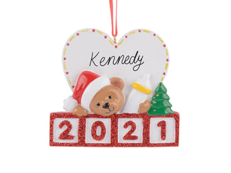 2021 Baby Teddy Bear Ornament Personalized - Baby Christmas Ornament, Baby Christmas Wreath Ornament, New Baby Shower Christmas Gift