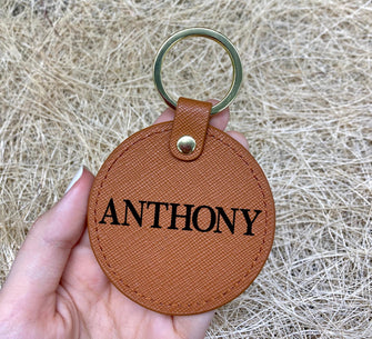 Personalized Leather Keychain - Personalized Gift for Him Men Boyfriend, Custom Gift Accessories Black White Gold Keychain with Name