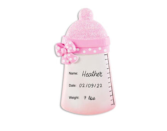 Baby Girl Ornament - Personalized Ornament Baby First Christmas Ornament Baby Shower Favor Pink Baby Girl Ornament Personalized Welcome Baby