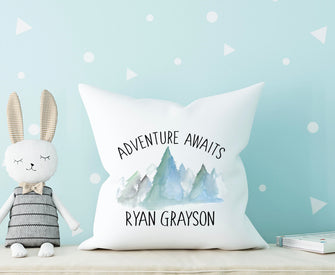 Baby Boy Gift Personalized Pillow Cover - Woodland Nursery Decor Girl Bedding Wild Mountain Adventure Throw Forest Safari Nature Custom Gift
