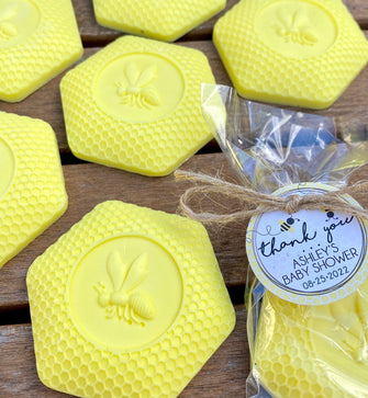 Bee Baby Shower SOAP Favors - Honey Bee Bumblebee Mommy to Bee Themed Bridal Shower Decorations, Honeycomb Wedding Birthday Party Decor Gift