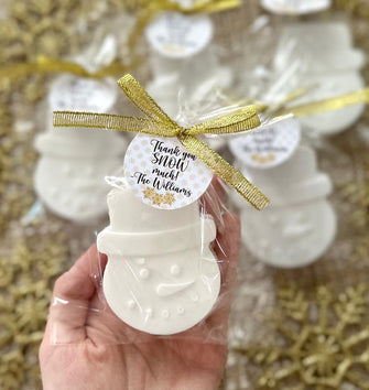 Snowman Soaps - Winter Baby Shower Favors, Kids Family Christmas Soap Gifts, Winter Onederland Wonderland Party Birthday Girl Boy White Gold