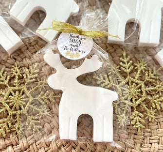 Big Reindeer Soaps - Winter Baby Shower Favors, Christmas Party Soap Gifts, Onederland Wonderland Party Birthday Girl Boy White Silver Gold