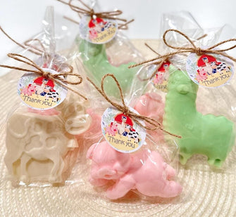 Farm Animal Soaps - Barn Birthday Baby Shower Favors, Barnyard Boy Girl Party Decorations, Wild One Animals Gift, Cow Pig Llama Party Favors