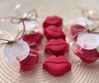 Kissing Lips Soap Favors - Mini Kiss the Miss Goodbye Bridal Shower Decorations, Bachelorette Wedding Party, Floral Pink Red Birthday Gift