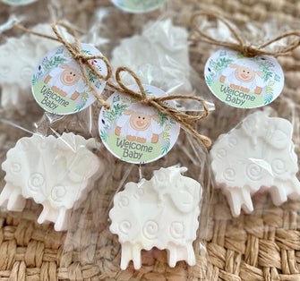 Sheep Soap Favors - Little Lamb Baby Shower, Birthday Decorations, Farm Animals Party Gift for Guests, Baptism Lamb Decor, Barnyard Gift