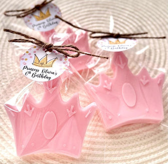 Princess Crown Soap Favors - Birthday Baby Shower Decoration, Princess Theme Party Decor Little Girls, Pink Gift for Guests in Bulk