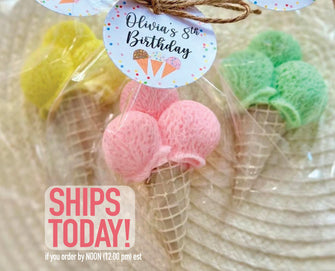 Ice Cream Shaped Soaps - Birthday Party Favors, Bridal Shower Decorations, She's Been Scooped Up Gift for Guests Pastel Pool Theme Kid Decor