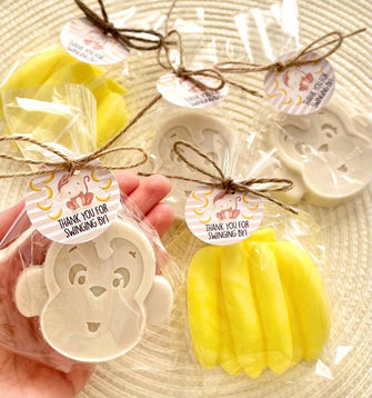 Monkey and Banana Soaps -- Baby Shower Party Favor, First Birthday Boy Girl Safari Gender Reveal Neutral Decoration Wild One Animals Gift