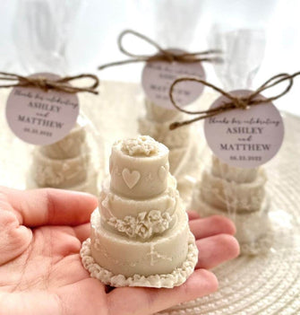 Wedding Cake SOAP Favors - Bridal Shower & Wedding Decorations, Gift for Guests Bulk, Custom Classic Traditional Minimal Simple Celebration