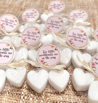 Mini Heart Soap Favors - Twin Baby Shower Decorations, Bridal Shower, Gender Reveal Party Gifts for Guests in Bulk, Girl Boy Gender Neutral