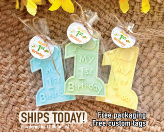 First Birthday SOAP Favors -  1st Birthday Boy Girl Party Gift Decor, Personalized Guest Favors, Custom Kid Birthday Party Gift Basket Ideas