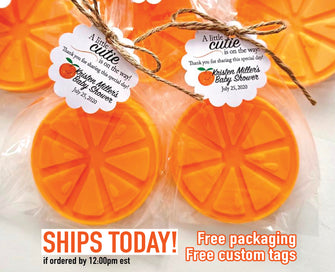 Orange Soap Favors - Little Cutie Baby Shower -- CITRUS SCENTED -- Clementine Bridal Shower Summer Kids Birthday Fruit Squeeze Wedding Decor