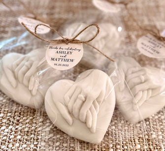 Elegant Wedding Soap Favors - Bridal Shower Engagement Gift for Guests in Bulk Holding Hands Summer Fall Winter Bridesmaid Bachelorette Part