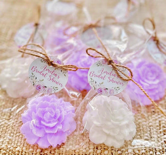 Purple Floral Soap Favors - Lavender Bridal Shower Wedding Baby Girl Decoration Party Bridesmaid Gift Kids Adult Gift for Guests in Bulk