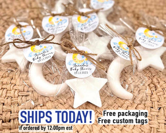 Moon and Stars Soap Favors - Twinkle Little Star Baby Shower Favors, Love You to the Moon and Back Party Gender Reveal Decorations Girl