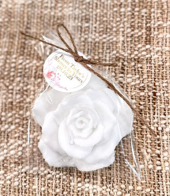 Elegant White Soap Favors - Rose Bridal Shower, Gold Baby Party Decorations Girl, In Bloom Sprinkle, Flower Wedding Gift for Guests in Bulk