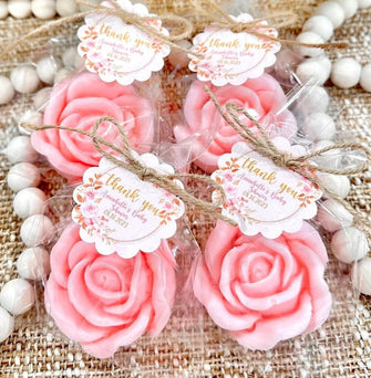 Rose Soap Favors for Guests in Bulk - Baby Shower Girl Bridal Wedding Flower Thank You Gift Decoration Birthday Decor Dusty Pink Gold Theme