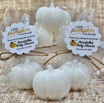 White Pumpkin Soap Favors SCENTED - Mini Wedding Bridal Shower Decorations Fall in Love Baby Favor Little Halloween Party Gold Girl Boy Gift