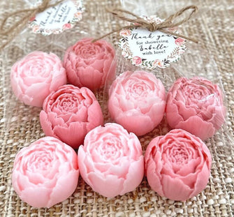 Peony Soap Favors - Baby Shower Girl in Bloom Bridal Wedding Decor Wild Flower Dusty Rose Blush Gold Theme Party Gift for Guests in Bulk