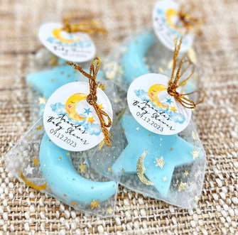 Moon and Stars Soap Favors -- Baby Shower Boy Over the Moon Wedding Twinkle Little Decor Love You to Back Birthday Party Girl Gender Reveal