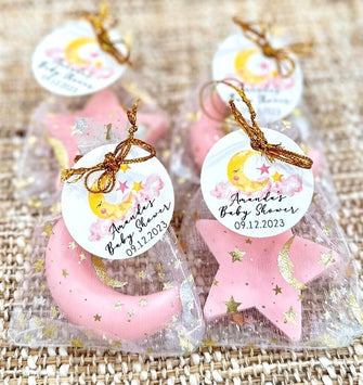 Moon and Stars Soap Favors -- Baby Shower Girl Over the Moon Wedding Twinkle Little Decor Love You to Back Birthday Party Boy Gender Reveal