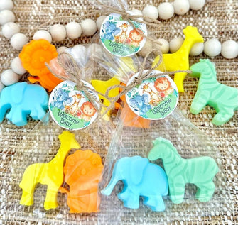 Safari Animal Soaps - Baby Shower Favors, Jungle Decorations for Guests in Bulk, Babyshower Sprinkle Party, Boy Girl Wild One Kids Birthday