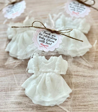 Baby Girl Soap Favors - Baby Shower Decorations, Baptism 1st Birthday Gift for Guests in Bulk, Dress Bow Themed Babyshower Princess Party