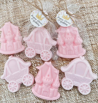 Princess Soap Favors - Pink Baby Shower Decorations, Girl Birthday Gold Theme Kids, Gift for Guests in Bulk Quinceanera Sweet 16 Supplies