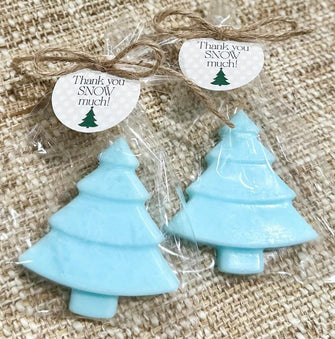 Christmas Tree Soap Favors - Winter Onederland Baby Shower Party Gift for Guests in Bulk Holiday Birthday Kid Adult Personalized Decorations