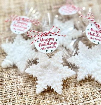 Elegant Snowflake Soap Favors - Holiday Christmas Party Gift for Guests in Bulk Office Coworker Event Red Winter Baby Shower Birthday Decor