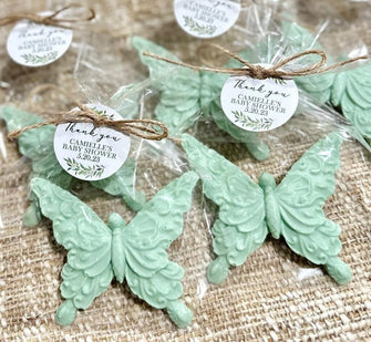 Butterfly Soap Favors - Baby Shower Girl Decor, Bridal Wedding Party Gift for Guests in Bulk, Sage Green Greenery Birthday Floral Event