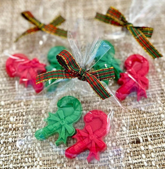 Holiday Soap Favors - Christmas Party Gift for Guests in Bulk, Company Coworker Event, Red Green Gold Winter Baby Shower Birthday Decor